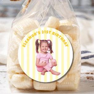 Personalised Photo 20th 30th Birthday Party Favour Classic Round Sticker