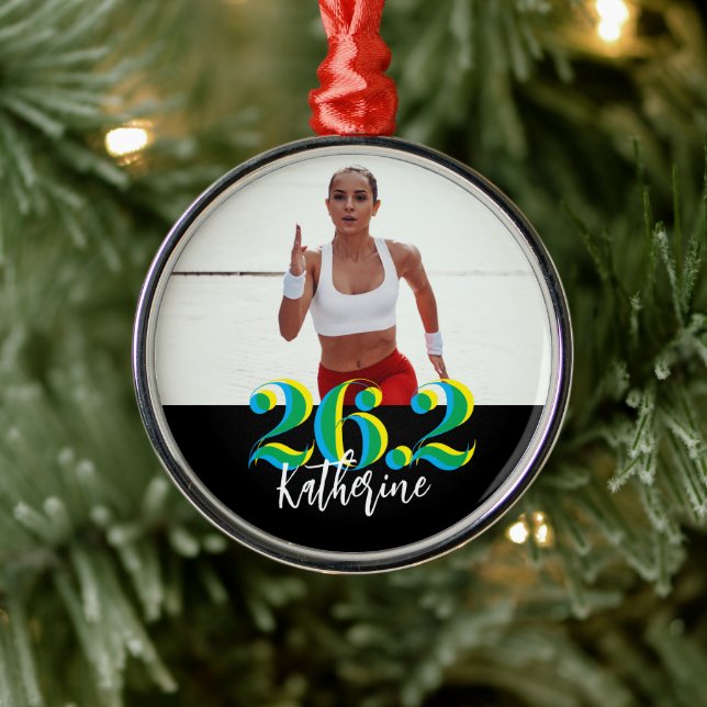 Personalised Photo 26.2 Marathon Running  Metal Tree Decoration (Tree)