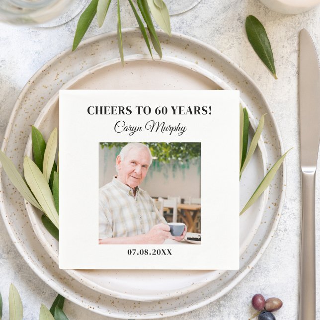 Personalised Photo 30th 40th 50th 60th 70 Birthday Napkin (Creator Uploaded)