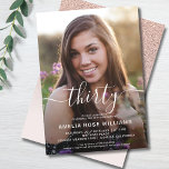 Personalised Photo 30th Birthday Party Thirty Invitation<br><div class="desc">Girly rose gold glitter 30th birthday invitation featuring a custom photo invite template that is easy to personalise.
To resize and position your photo,  click on the "CUSTOMIZE IT" button.</div>