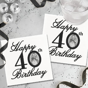 Personalised Photo 40th Birthday Party Napkin