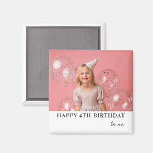 Personalised Photo 4th Birthday Party Favour Custo Magnet