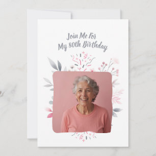 Personalised Photo 80 Years Custom 80th Birthday Invitation