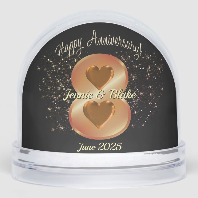 Personalised Photo 8th Anniversary Snow Globe  (Front)