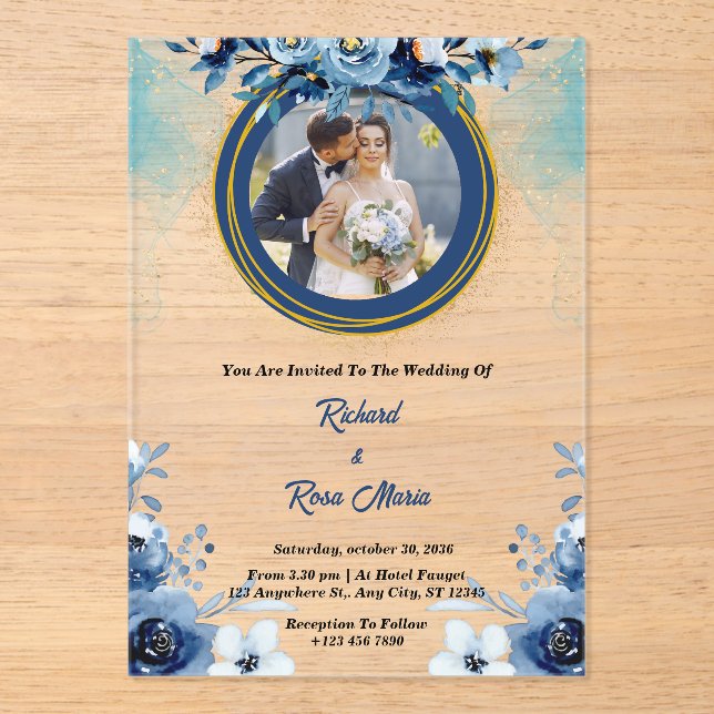 Personalised Photo Acrylic Wedding Invitations  (Front)