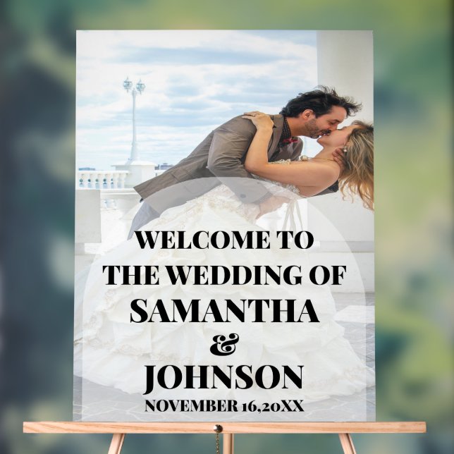 Personalised Photo Acrylic Wedding Welcome Sign (Neutral)