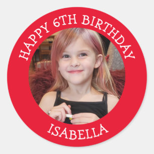 Personalised Photo, Age and Name Birthday   Classic Round Sticker