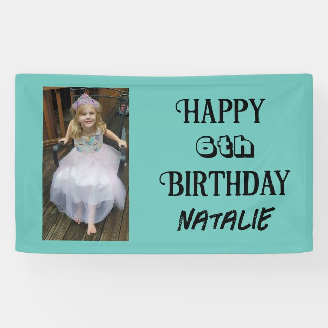 Personalised Photo and Age Happy Birthday Banner (Horizontal)