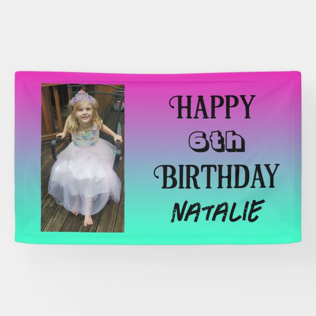 Personalised Photo and Age Happy Birthday Banner (Horizontal)