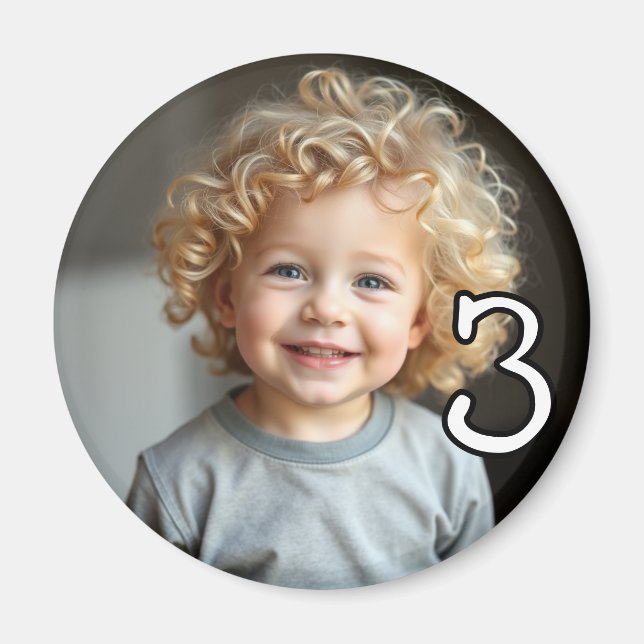 Personalised Photo and Age Refrigerator  Magnet (Front)