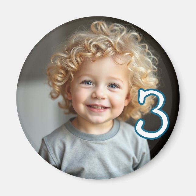 Personalised Photo and Age Refrigerator  Magnet (Front)