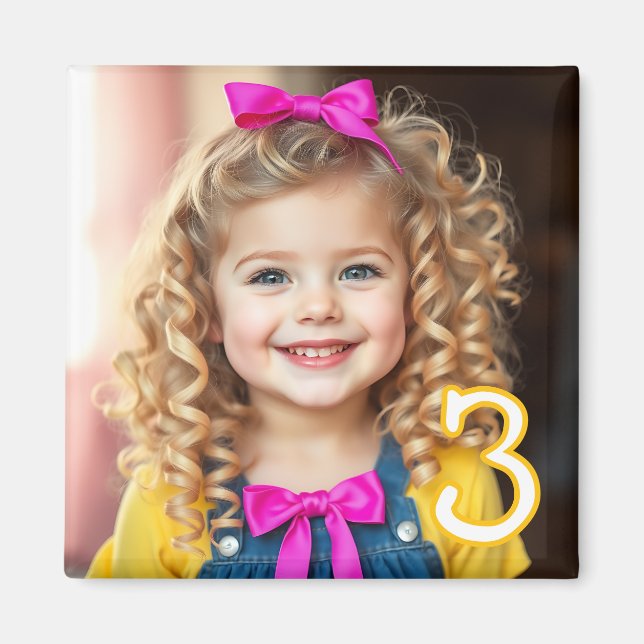 Personalised Photo and Age Refrigerator  Magnet (Front)