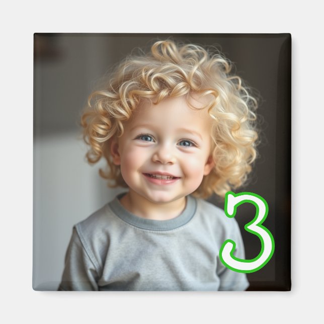 Personalised Photo and Age Refrigerator  Magnet (Front)