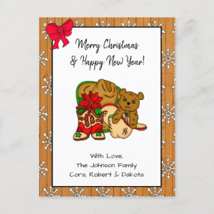 Personalised Photo and Cowboy Themed Christmas Postcard
