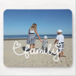 Personalised Photo and Family Text With Hearts Mouse Mat<br><div class="desc">Make a Personalised Photo keepsake mousepad from Ricaso - add your own photos to this great FAMILY typography design with heart detail mouse pad - photo keepsake gifts are wonderful for yourself or to give to family and friends</div>