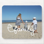 Personalised Photo and Family Text With Hearts Mouse Mat<br><div class="desc">Make a Personalised Photo keepsake mousepad from Ricaso - add your own photos to this great FAMILY typography design with heart detail mouse pad - photo keepsake gifts are wonderful for yourself or to give to family and friends</div>