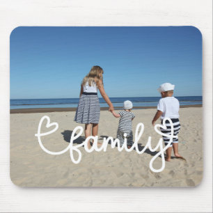 Personalised Photo and Family Text With Hearts Mouse Mat