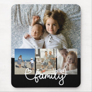 Personalised Photo and Family Text With Hearts Mouse Mat