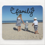 Personalised Photo and Family Text With Hearts Mouse Mat<br><div class="desc">Make a Personalised Photo keepsake mousepad from Ricaso - add your own photos to this great FAMILY typography design with heart detail mouse pad - photo keepsake gifts are wonderful for yourself or to give to family and friends</div>