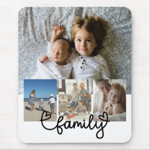 Personalised Photo and Family Text With Hearts Mouse Mat