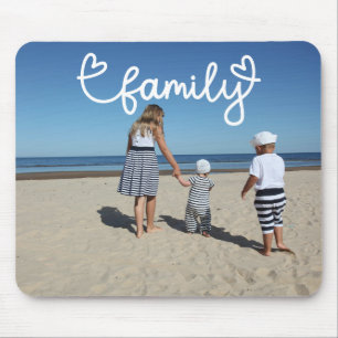 Personalised Photo and Family Text With Hearts Mouse Mat
