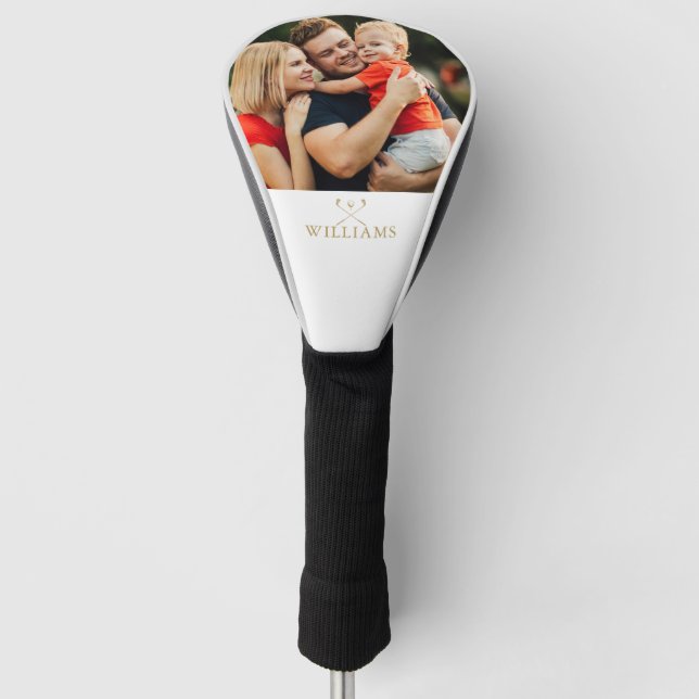 Personalised Photo And Gold Name Golf Clubs Head Cover (Front)
