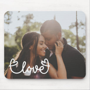 Personalised Photo and Love Text With Hearts Mouse Mat