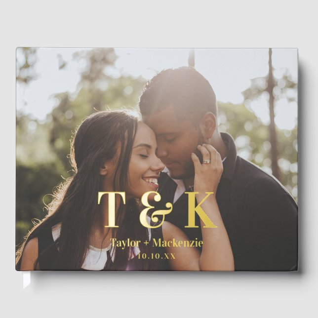 Personalised Photo and Monogram Wedding Guest Book (Front)