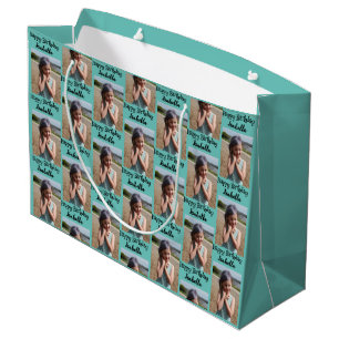 Personalised Photo and Name Birthday Wrap Large Gift Bag