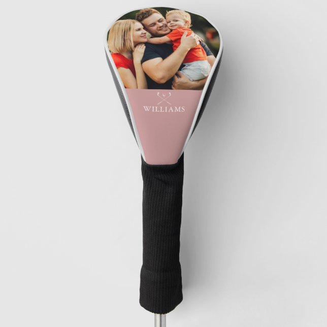 Personalised Photo And Name Dusty Rose Pink Golf Head Cover (Front)