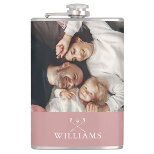 Personalised Photo And Name Dusty Rose Pink Hip Flask