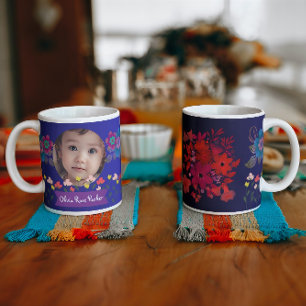 Personalised Photo and Name Flowers Large Coffee Mug