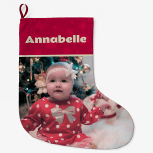 Personalised Photo and Name Large Christmas Stocking