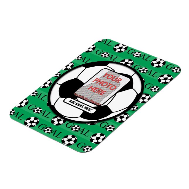 Personalised Photo and Name Soccer Ball Magnet (Left Side)