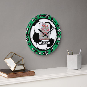 Personalised Photo and Name Soccer wall clock