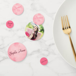 Personalised Photo and Pink Sweet 16 Birthday Confetti