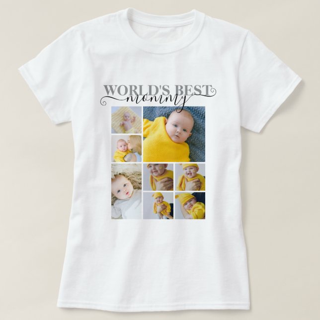 Personalised Photo and Text 8 Photo Collage T-Shirt (Design Front)