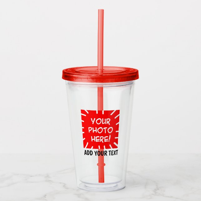 Personalised photo and text acrylic tumbler (Front)