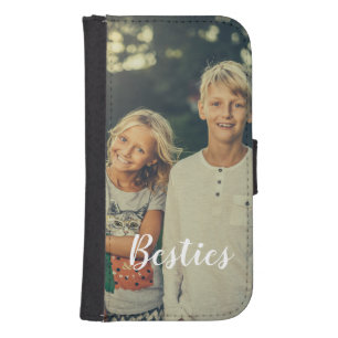 Personalised photo and text Besties adorable chic Samsung S4 Wallet Case