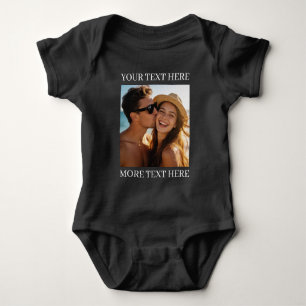 Personalised Photo and Text Black Baby Bodysuit