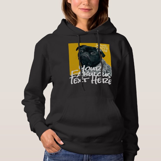 Personalised Photo and Text black Hoodie (Front)