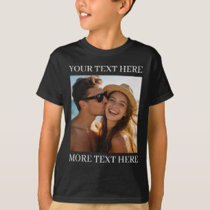Personalised Photo and Text Black T-Shirt