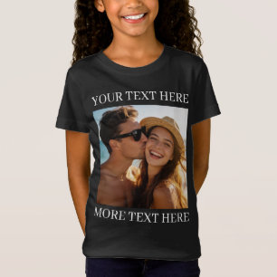Personalised Photo and Text Black T-Shirt