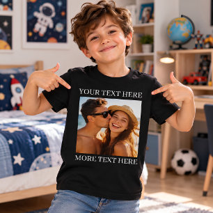 Personalised Photo and Text Black T-Shirt