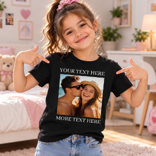 Personalised Photo and Text Black T-Shirt