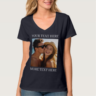 Personalised Photo and Text Black T-Shirt