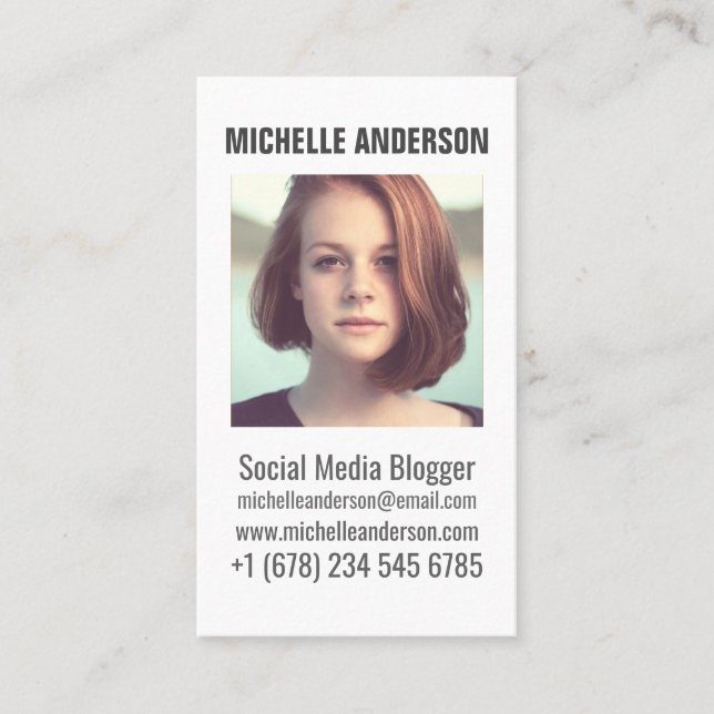 Personalised photo and text business card (Front)