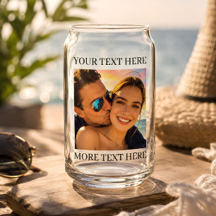 Personalised Photo and Text Can Glass