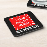 Personalised photo and text coaster<br><div class="desc">Personalised photo and text beverage coaster</div>