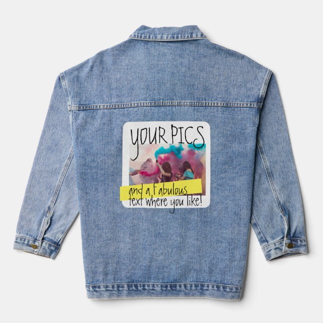 Personalised Photo and Text Colourful Denim Jacket (Back)